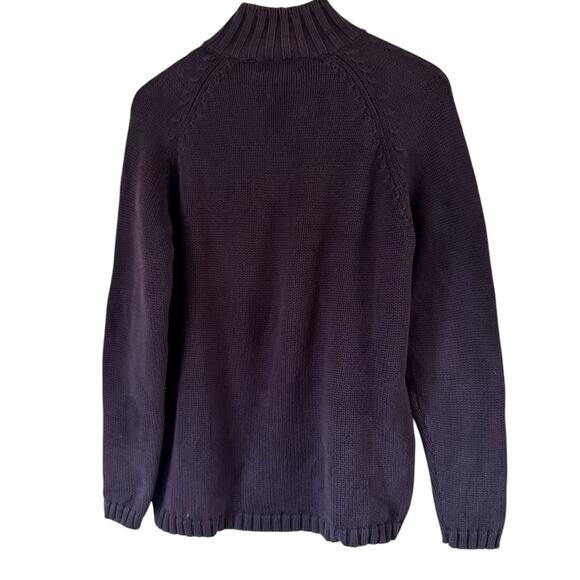 Lands End Navy Blue Chunky Full Zip Mock Neck Women’s Cardigan Sweater Small 6-8 - Picture 2 of 9